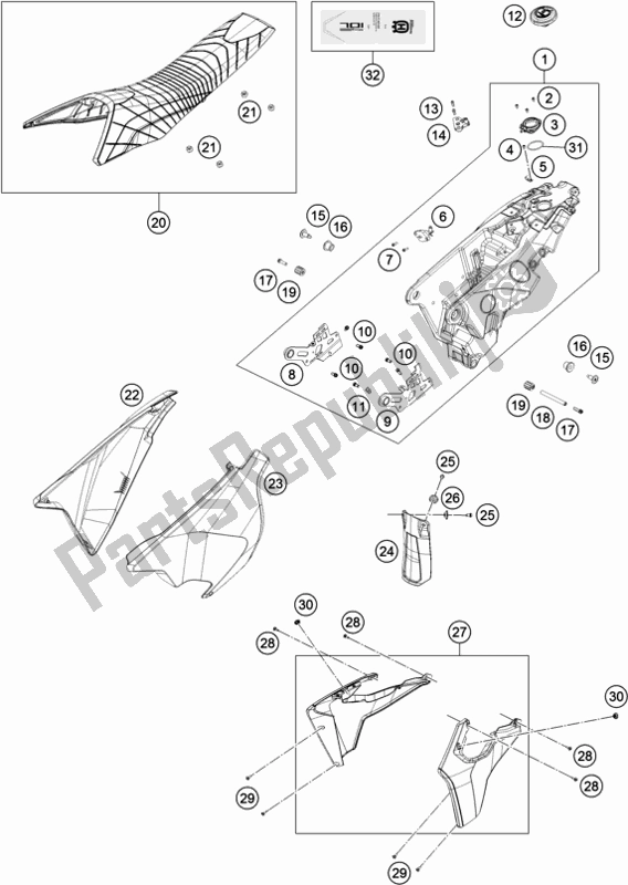 Toutes les pièces pour le Réservoir, Siège du Husqvarna 701 Enduro EU 2018