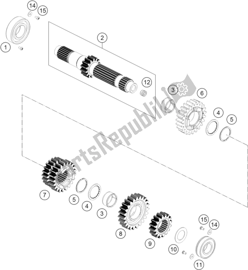 All parts for the Transmission I - Main Shaft of the Husqvarna 701 Enduro EU 2018