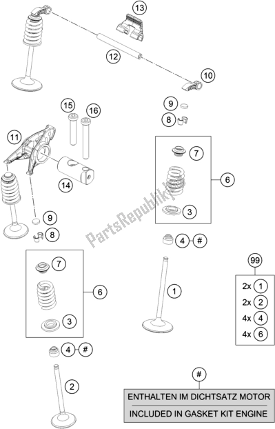 All parts for the Valve Drive of the Husqvarna 701 Enduro EU 2018