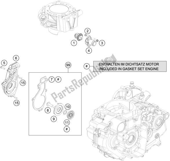 All parts for the Water Pump of the Husqvarna 701 Enduro EU 2018