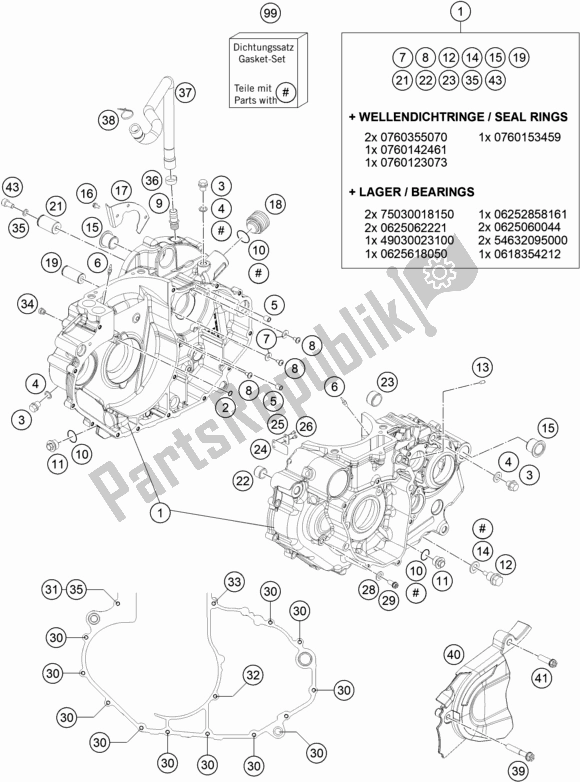 All parts for the Engine Case of the Husqvarna 701 Enduro EU 2019