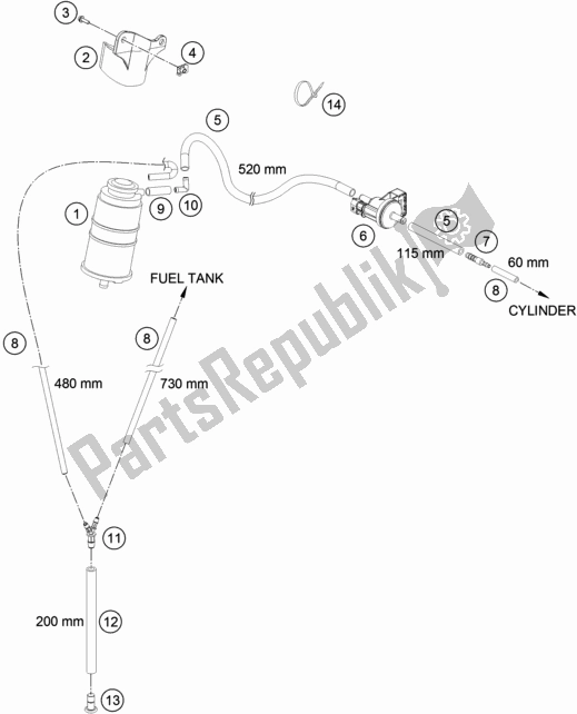 All parts for the Evaporative Canister of the Husqvarna 701 Enduro EU 2019