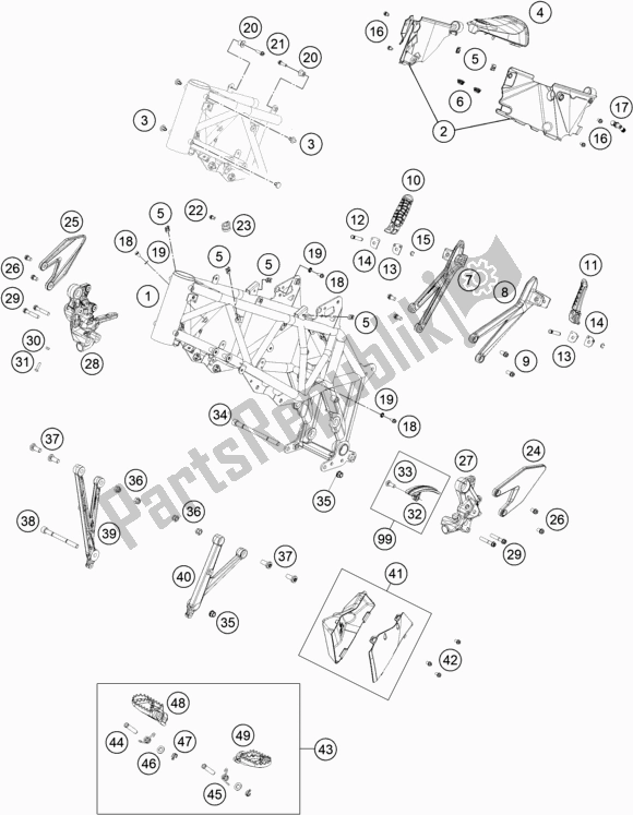 All parts for the Frame of the Husqvarna 701 Enduro EU 2019