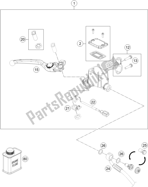 All parts for the Front Brake Control of the Husqvarna 701 Enduro EU 2019