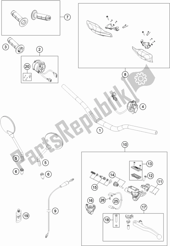 All parts for the Handlebar, Controls of the Husqvarna 701 Enduro EU 2019