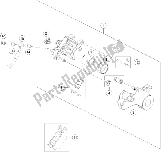 All parts for the Rear Brake Caliper of the Husqvarna 701 Enduro EU 2019