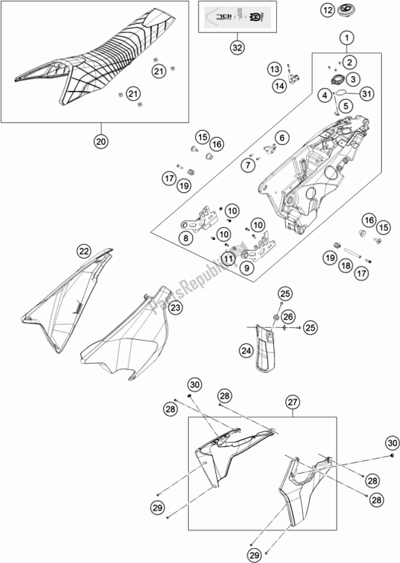 All parts for the Tank, Seat of the Husqvarna 701 Enduro EU 2019