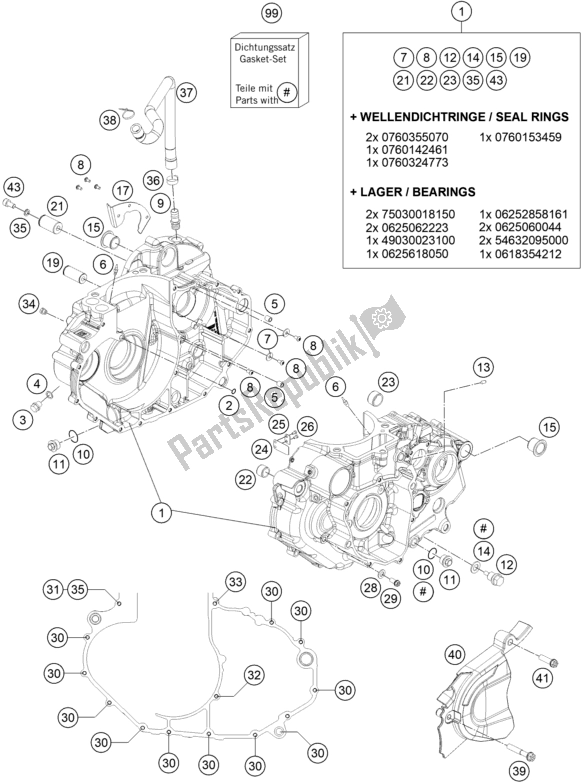 All parts for the Engine Case of the Husqvarna 701 Enduro EU 2020