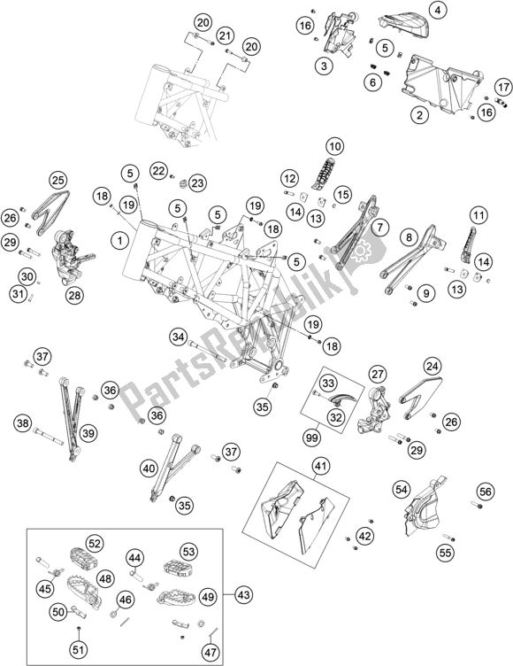 All parts for the Frame of the Husqvarna 701 Enduro EU 2020