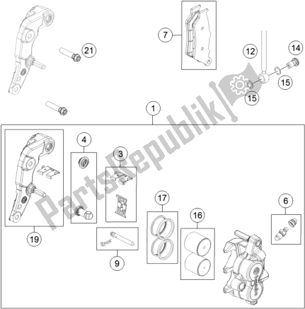 All parts for the Front Brake Caliper of the Husqvarna 701 Enduro EU 2020