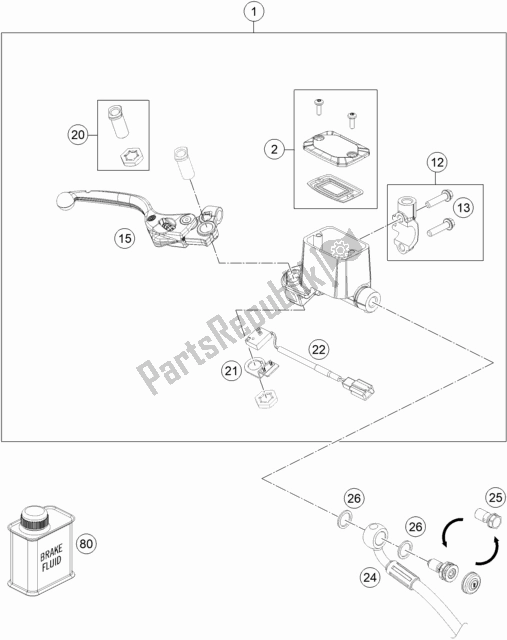 All parts for the Front Brake Control of the Husqvarna 701 Enduro EU 2020