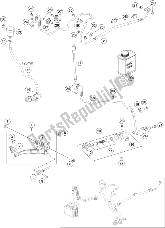 All parts for the Rear Brake Control of the Husqvarna 701 Enduro EU 2020