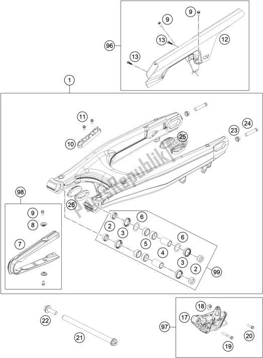 Toutes les pièces pour le Bras Oscillant du Husqvarna 701 Enduro EU 2020