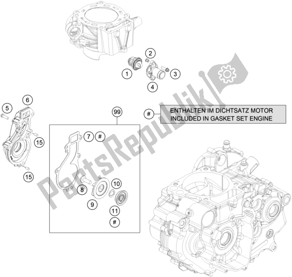 All parts for the Water Pump of the Husqvarna 701 Enduro EU 2020