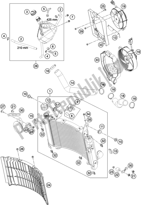 All parts for the Cooling System of the Husqvarna 701 Enduro EU 2021