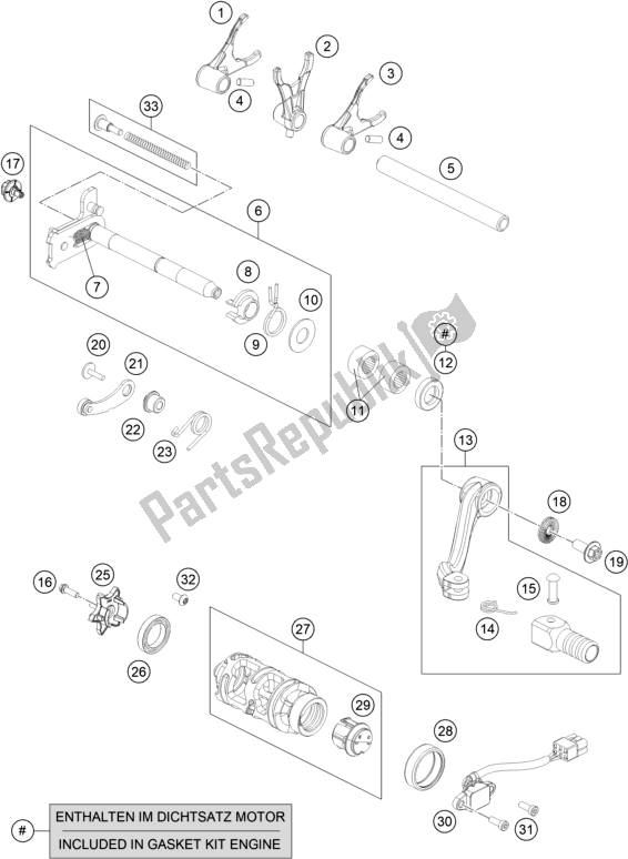 All parts for the Shifting Mechanism of the Husqvarna 701 Enduro EU 2021