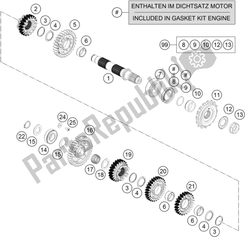 All parts for the Transmission Ii - Countershaft of the Husqvarna 701 Enduro EU 2021