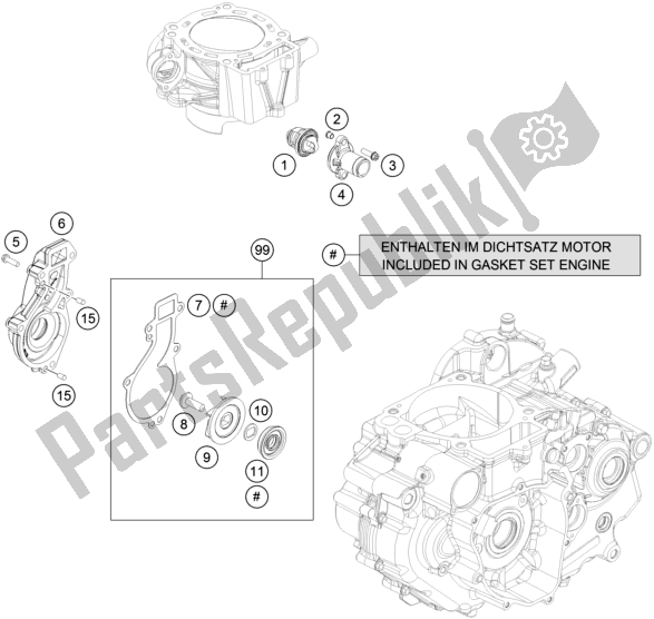 All parts for the Water Pump of the Husqvarna 701 Enduro EU 2021