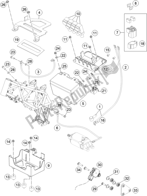 All parts for the Battery of the Husqvarna 701 Enduro LR EU 2020