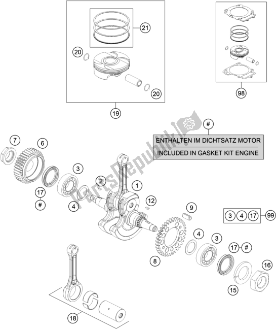 All parts for the Crankshaft, Piston of the Husqvarna 701 Enduro LR EU 2020