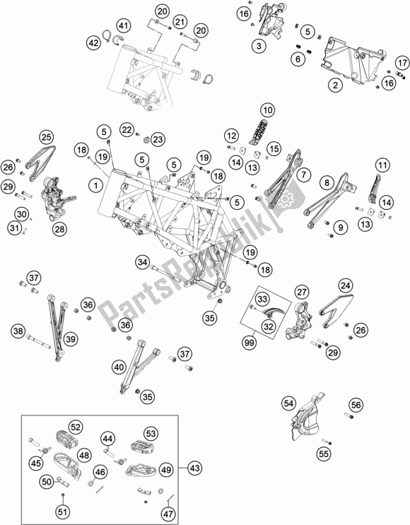 All parts for the Frame of the Husqvarna 701 Enduro LR EU 2020