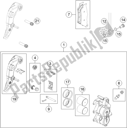 All parts for the Front Brake Caliper of the Husqvarna 701 Enduro LR EU 2020