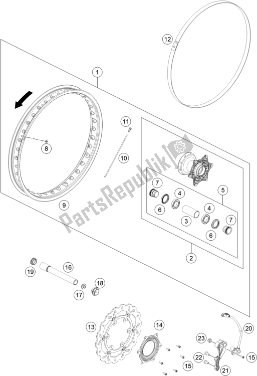 All parts for the Front Wheel of the Husqvarna 701 Enduro LR EU 2020