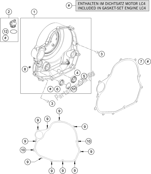All parts for the Clutch Cover of the Husqvarna 701 Supermoto EU 2018