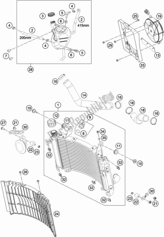 All parts for the Cooling System of the Husqvarna 701 Supermoto EU 2018