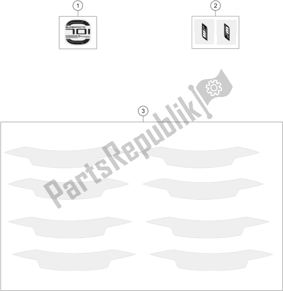 All parts for the Decal of the Husqvarna 701 Supermoto EU 2018