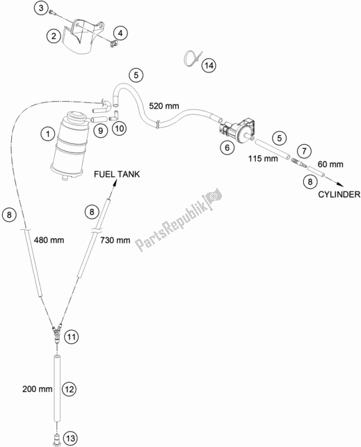 All parts for the Evaporative Canister of the Husqvarna 701 Supermoto EU 2018