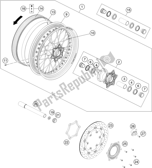 All parts for the Front Wheel of the Husqvarna 701 Supermoto EU 2018