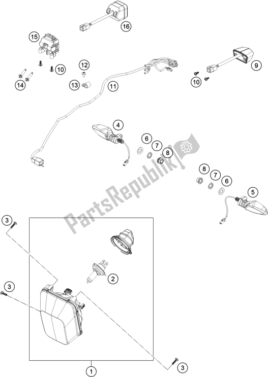 All parts for the Lighting System of the Husqvarna 701 Supermoto EU 2018