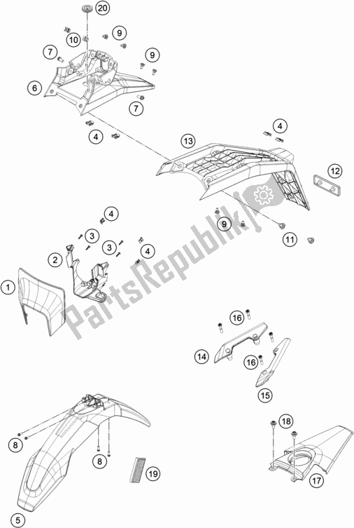 All parts for the Mask, Fenders of the Husqvarna 701 Supermoto EU 2018