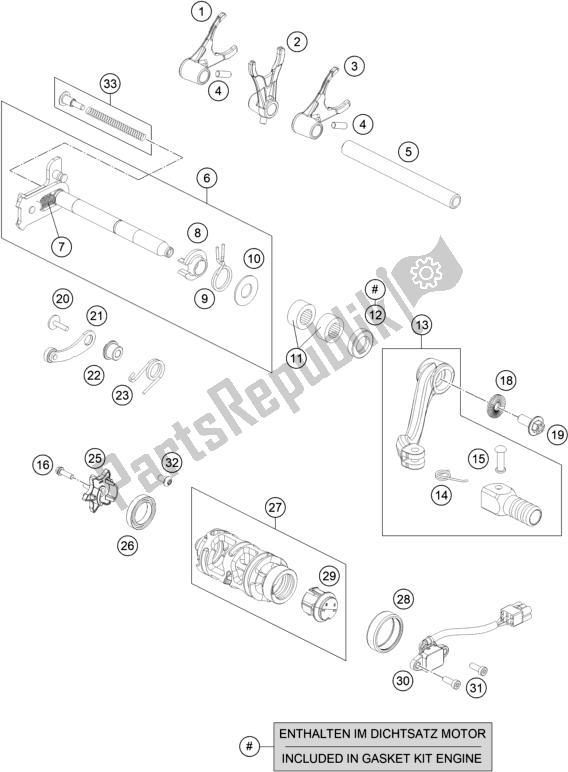 All parts for the Shifting Mechanism of the Husqvarna 701 Supermoto EU 2018