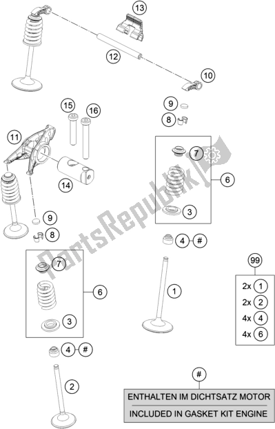 All parts for the Valve Drive of the Husqvarna 701 Supermoto EU 2018