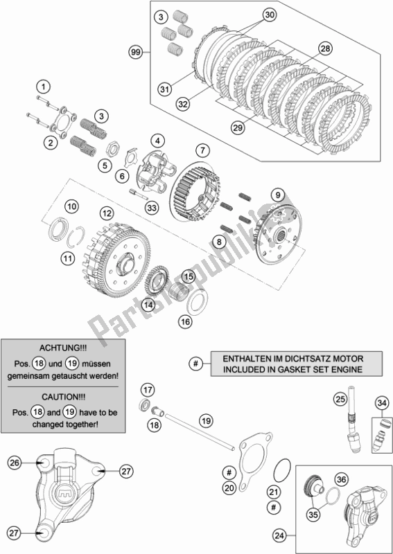 All parts for the Clutch of the Husqvarna 701 Supermoto EU 2019