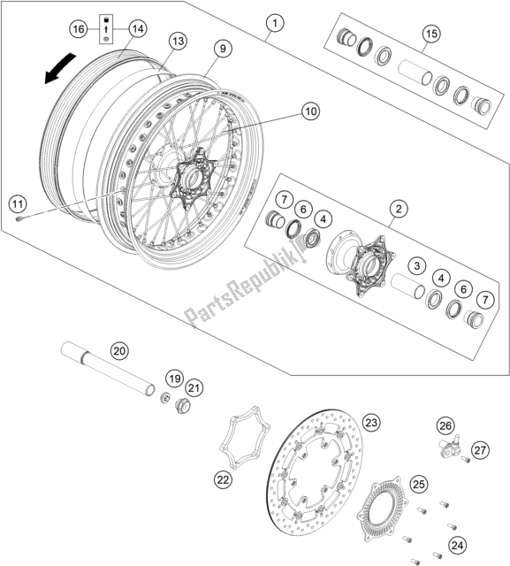 Toutes les pièces pour le Roue Avant du Husqvarna 701 Supermoto EU 2019