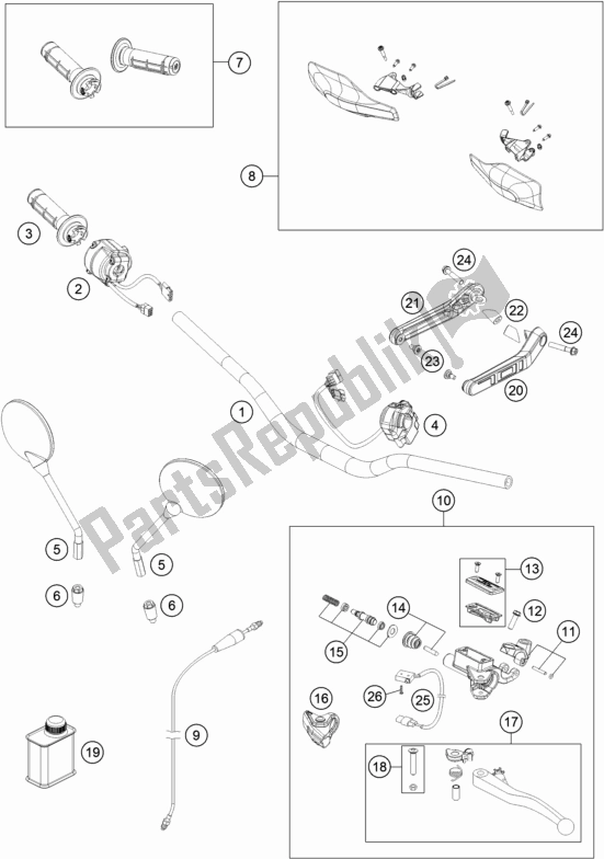 Todas as partes de Guiador, Controles do Husqvarna 701 Supermoto EU 2019