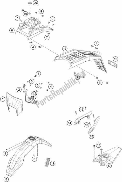 Tutte le parti per il Maschera, Parafanghi del Husqvarna 701 Supermoto EU 2019