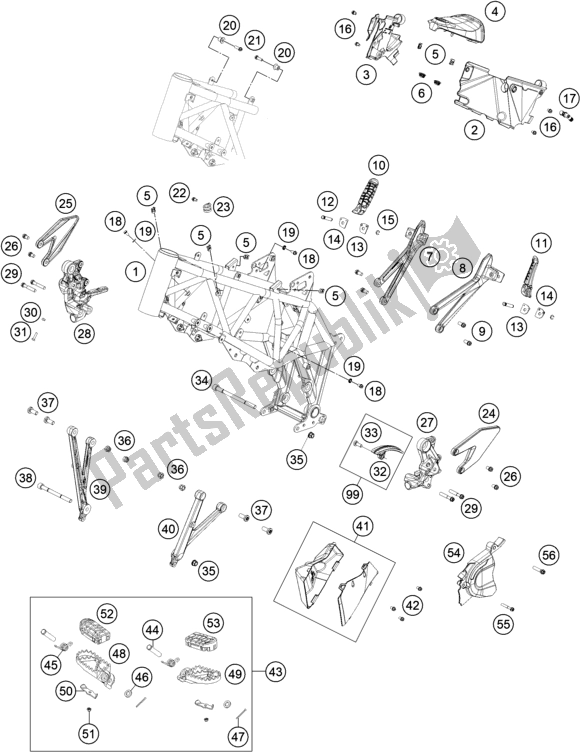 All parts for the Frame of the Husqvarna 701 Supermoto EU 2020