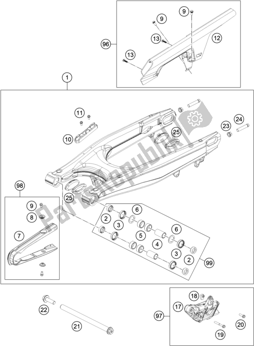 Toutes les pièces pour le Bras Oscillant du Husqvarna 701 Supermoto EU 2020