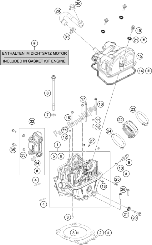 Todas as partes de Cabeça De Cilindro do Husqvarna 701 Supermoto EU 2021