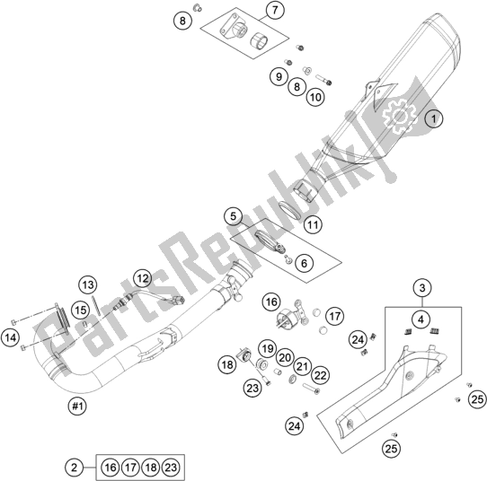 All parts for the Exhaust System of the Husqvarna 701 Supermoto EU 2021