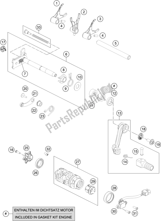 All parts for the Shifting Mechanism of the Husqvarna 701 Supermoto EU 2021