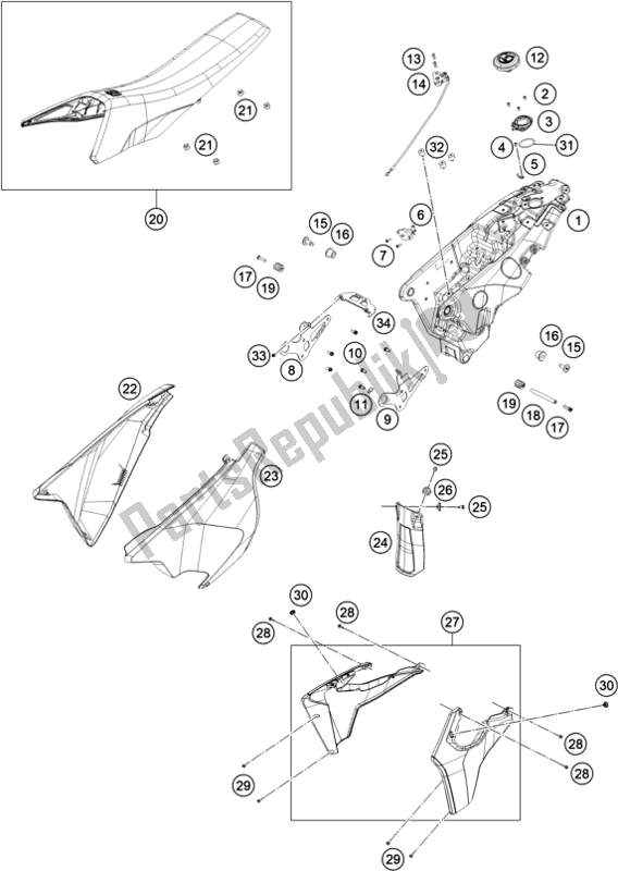 Tutte le parti per il Serbatoio, Sedile del Husqvarna 701 Supermoto EU 2021