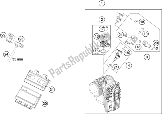 All parts for the Throttle Body of the Husqvarna 701 Supermoto EU 2021