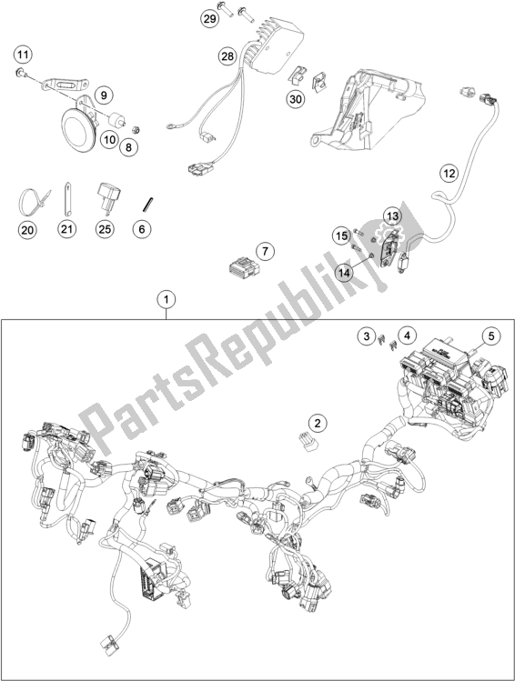 All parts for the Wiring Harness of the Husqvarna 701 Supermoto EU 2021