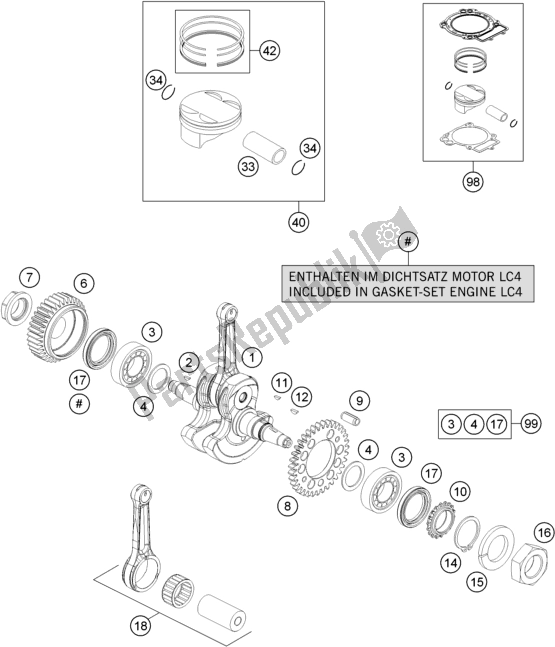 All parts for the Crankshaft, Piston of the Husqvarna 701 Supermoto US 2016