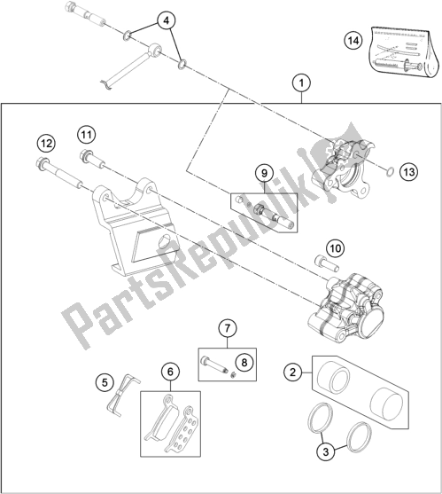 Todas as partes de Pinça De Freio Traseiro do Husqvarna EE 5 EU 2021